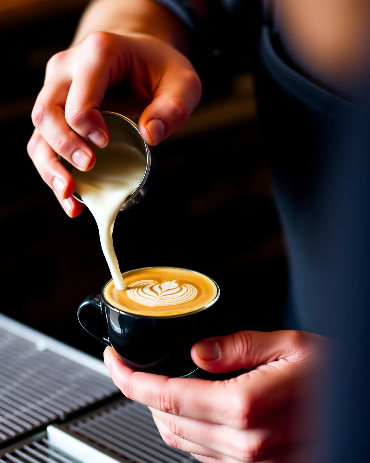 Barista pouring latte art